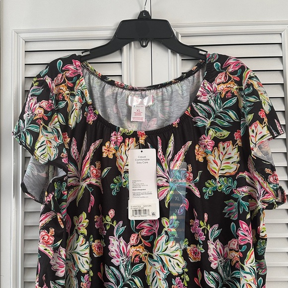 NWT Stella Parker Collection Multicolor Off Shoulder Short Sleeve Top Size XL - Picture 3 of 5